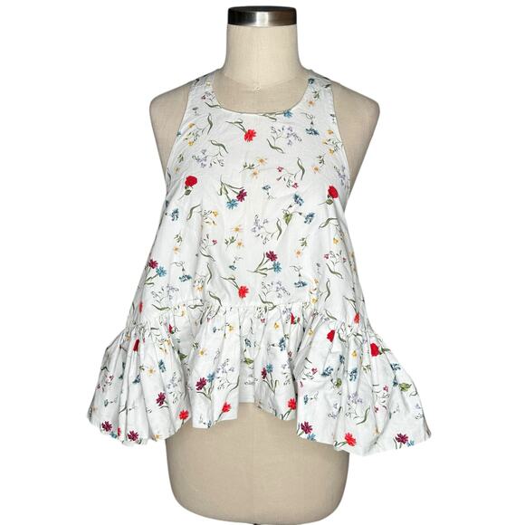 AZEEZA Winston White Floral Ruffle Poplin Halter Top WOmen's SIze Medium NWT - Picture 3 of 10